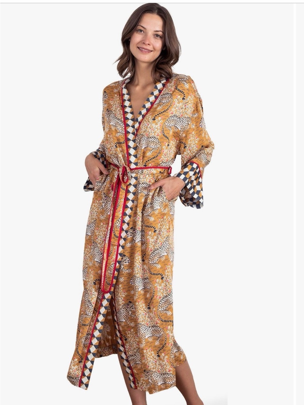 PRINTFRESH *NEVER WORN* Eco Satin Robe in Bagheera
